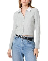 French Connection - Babysoft Cable Knit Collared Cardigan Sweater - Lyst