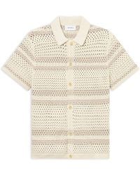Les Deux - Gianni Short Sleeve Striped Open Knit Shirt - Lyst