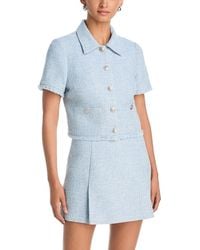 Aqua - Tweed Short Sleeve Jacket - Lyst