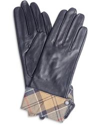 Barbour - Lady Jane Tartan Cuff Gauntlet Leather Gloves - Lyst