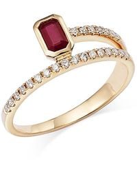 Bloomingdale's Fine Collection - Ruby And Diamond Bypass Ring - Lyst