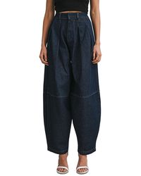 Luvee - Pleated Denim Barrel Leg Pants - Lyst