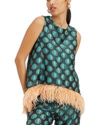 La DoubleJ - La Scala Top With Feathers - Lyst