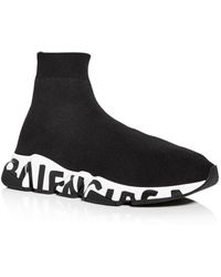 balenciaga speed graffiti trainers in black knit