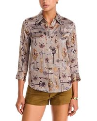 L'Agence - Dani Printed Silk Blouse - Lyst