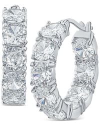 Kenneth Jay Lane - Cz By Round Hoop Earrings - Lyst
