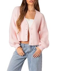 Edikted - Sabrina Chunky Knit Cropped Cardigan - Lyst
