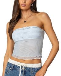 Edikted - Rori Ruffle Knit Sheer Mesh Top - Lyst