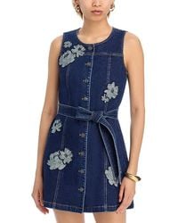 Cinq À Sept - Marsha Floral Applique Mini Denim Dress - Lyst