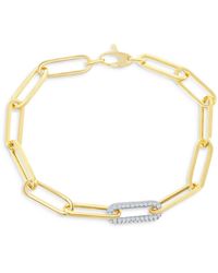 Bloomingdale's Diamond Paperclip Bracelet In 14k White & Yellow Gold - Metallic