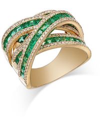 Bloomingdale's Fine Collection - Emerald & Diamond Crossover Ring - Lyst