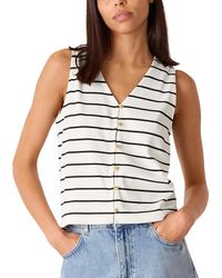Whistles - Striped Button Front Tank Top - Lyst