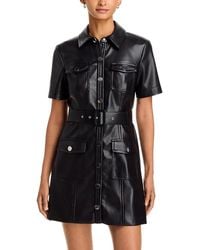 Toccin - Lydia Belted Faux Leather Mini Dress - Lyst