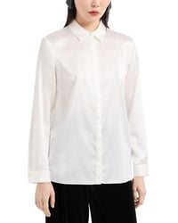Emporio Armani - Stretch Silk Satin Long Sleeve Button Down Blouse - Lyst