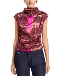 AREA STARS - Avery Satin Print Top - Lyst
