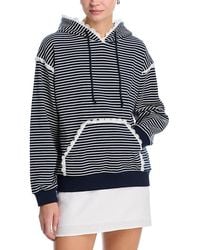 Aqua - Stripe Eyelet Ruffle Sweatshirt - Lyst