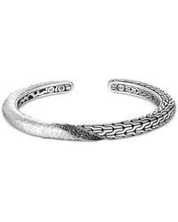 John Hardy - Sterling Silver Classic Chain Black Sapphire & Black Spinel Twisted Hammer Cuff Bangle Bracelet - Lyst