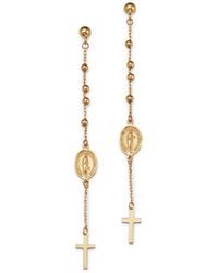 Bloomingdale's Bloomindale's Rosary Cross Drop Earrings In 14k Yellow Gold - Metallic