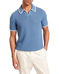 Ted Baker - Sachair Textured Knit Open Neck Polo - Lyst