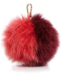 Furla Bubble Pom-pom Bicolor Fox Fur Bag Charm - Multicolor