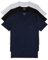Emporio Armani - Genuine Cotton V-neck T-shirts, 3-pack - Lyst