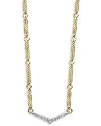 Lagos - 18K & Signature Caviar Diamond Chevron Bead Link Statement Necklace, 16-18 - Lyst