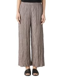 Eileen Fisher - Crushed Silk Wide Leg Ankle Pants - Lyst