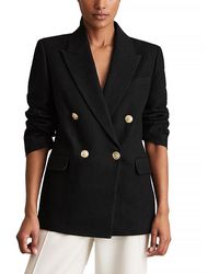 Reiss - Petite Eden Double Breasted Oversized Linen Blend Blazer - Lyst