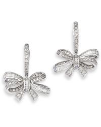Bloomingdale's Fine Collection - Diamond Round & Baguette Bow Drop Earrings - Lyst