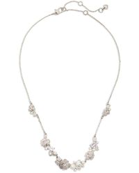 Kate Spade - Bouquet Toss Cubic Zirconia & Imitation Pearl Flower Cluster Statet Necklace In Silver Tone - Lyst