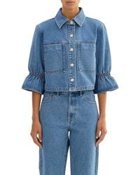 Lamarque - Ruffle Sleeve Denim Jacket - Lyst