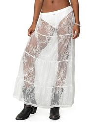 Edikted - Tiered Sheer Lace Maxi Skirt - Lyst