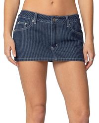 Edikted - Neria Pinstripe Denim Micro Skort - Lyst