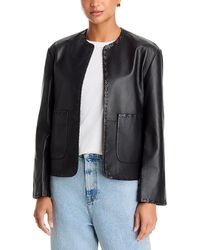 Rohe - Leather Blanket Stitch Collarless Jacket - Lyst