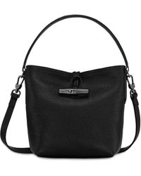 Longchamp Roseau Essential Mini Leather Bucket Bag - Black