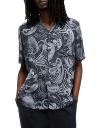 AllSaints - Zowie Relaxed Fit Printed Short Sleeve Camp Shirt - Lyst
