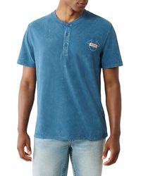 TRUE RELIGION - Short Sleeve Pique Henley Shirt - Lyst