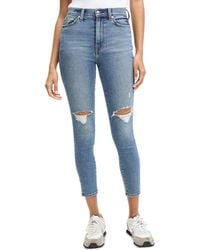 7 For All Mankind - Luxe Vintage High Rise Ripped Ankle Skinny Jeans In Muse Destructed - Lyst