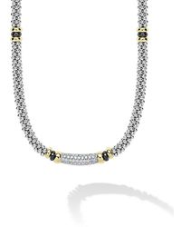 Lagos - 18K & Sterling Caviar Diamond & Ceramic Collar Necklace - Lyst