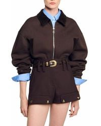 Sandro - Cropped Zippered Sweatshirt - Lyst