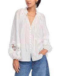 Aqua - Lace Trim Blouse - Lyst