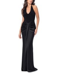 Aqua - Halter Mixed Media Gown - Lyst
