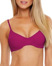 Becca Swimwear Heather Striped Bra Top - Purple