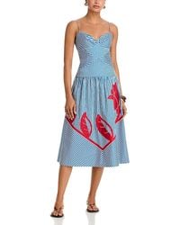 knee length dresses for ladies Multicolor Pipa Stripes Midi Dress – FARM Rio main image 1