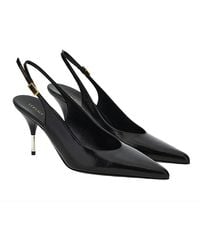 Versace - Pointed Leather Slingback Pumps - Lyst