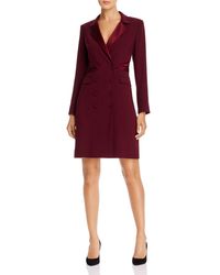 Paule Ka Double - Breasted Satin - Detail Tuxedo Dress - Red