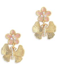 Anabel Aram - Pave Butterfly & Flower Drop Earrings - Lyst