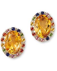 Bloomingdale's Fine Collection - Multi Gemstone & Diamond Oval Stud Earrings - Lyst