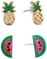 BaubleBar - Pick Of The Tropics Pave Pineapple & Watermelon Slice Stud Earrings, Set Of 2 - Lyst