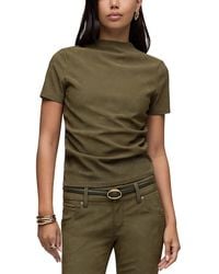 Hudson Jeans - Faux Suede Short Sleeve Ruched Top - Lyst